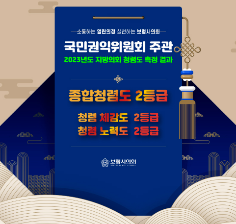 '종합 청렴도 평가결과 공개' 게시글의 사진(1) '의회 청렴도.PNG'